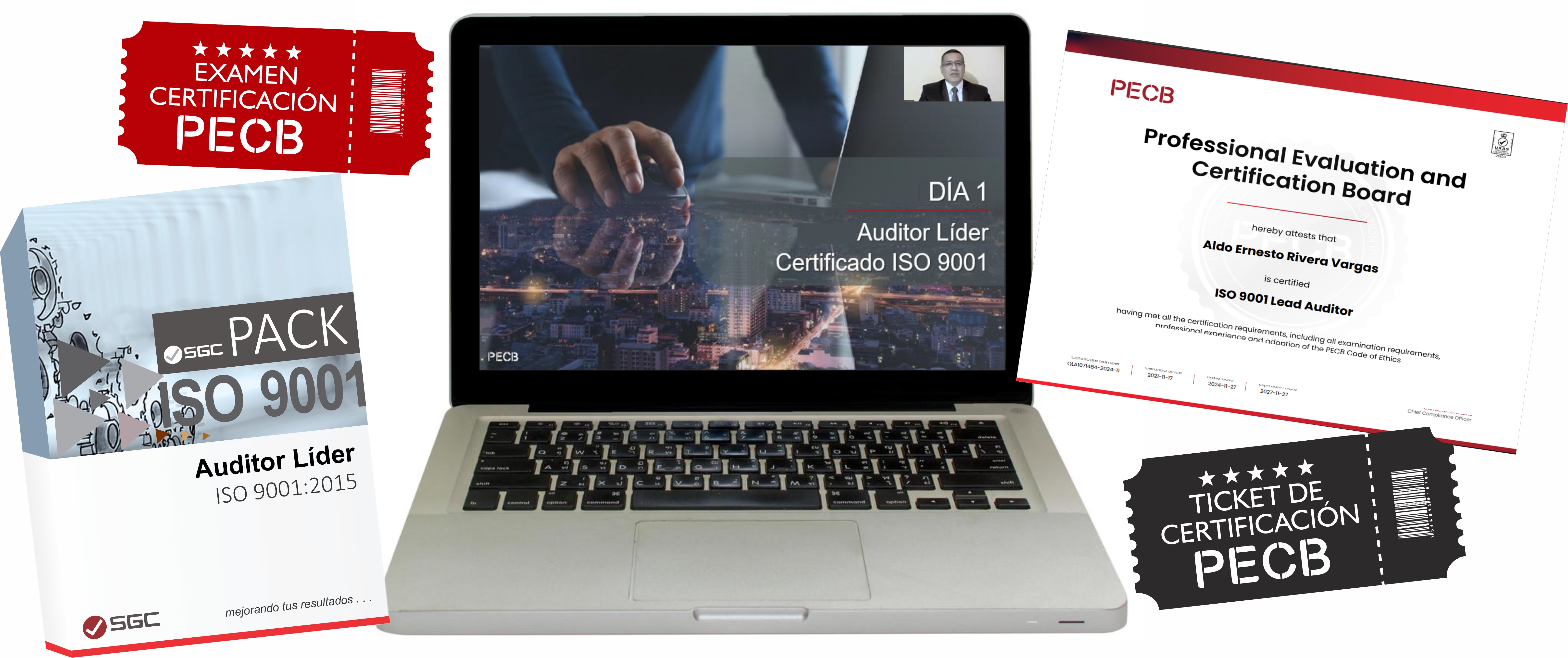 Programa Auditor Líder ISO 9001 PECB con material, aula virtual y examen oficial